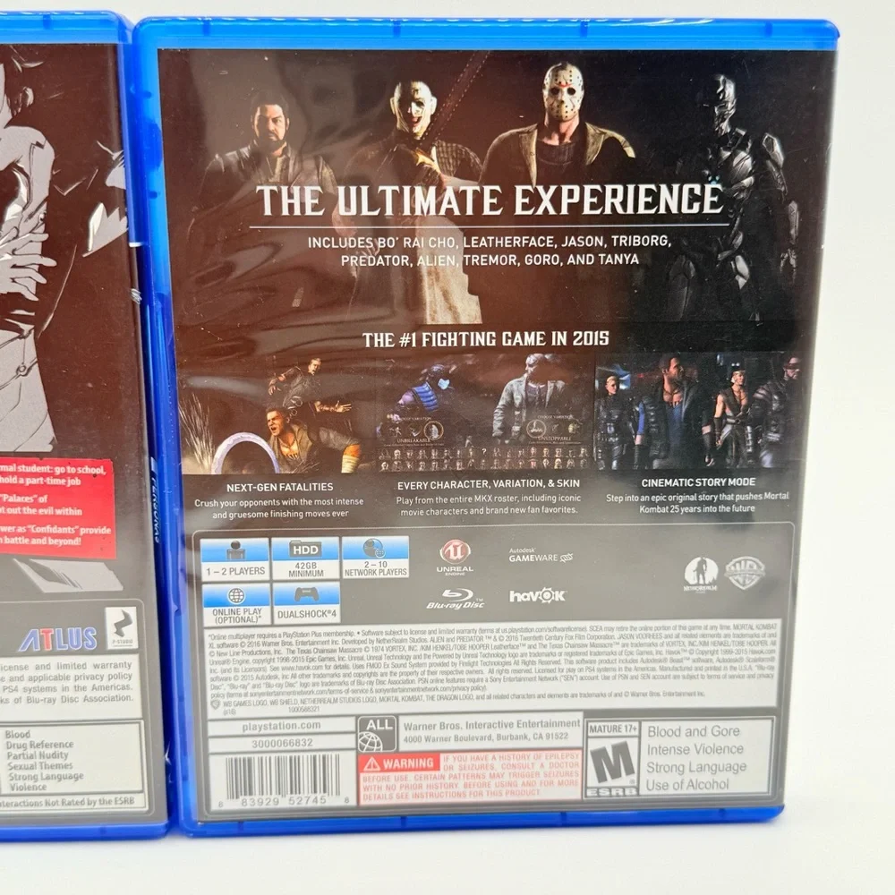 Sony PS4 Persona‎ 5 & Mortal Kombat XL Dual Game Set - Blue Cases